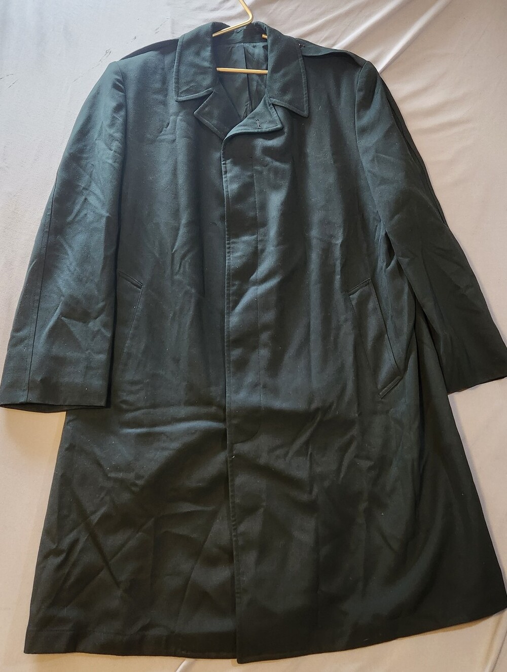 Mens Dark Green Overcoat 1969 Trench-Style Jacket Raincoat Military Outdoors